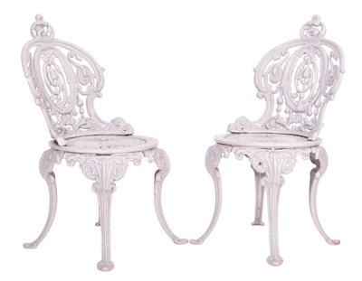 Lot 607 - HEAVY PAIR OF 19TH CENTURY CAST IRON GARDEN CHAIRS