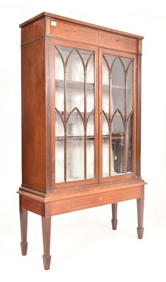 Lot 489 - VICTORIAN 19TH CENTURY MAHOGANY INLAID ASTRAGAL DISPLAY CABINET