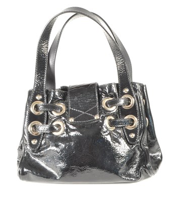 Lot 371 - JIMMY CHOO - VINTAGE DESIGNER BLACK LEATHER HAND BAG
