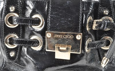 Lot 371 - JIMMY CHOO - VINTAGE DESIGNER BLACK LEATHER HAND BAG