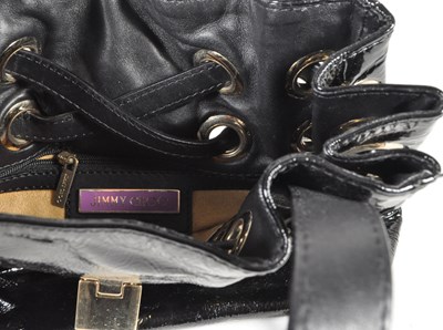 Lot 371 - JIMMY CHOO - VINTAGE DESIGNER BLACK LEATHER HAND BAG