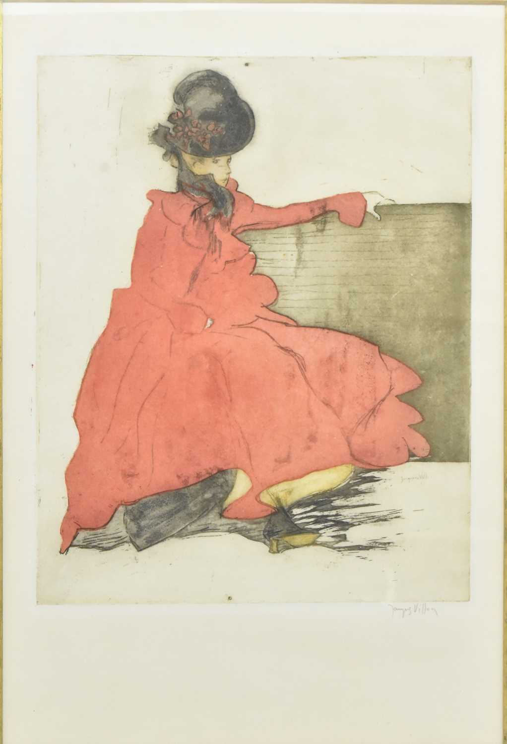 Lot 134 - JACQUES VILLON (18975-1963) - LA FEMME EN ROUGE - C. 1900