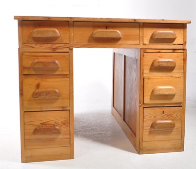 Lot 934 - LARGE VINTAGE 20TH CENTURY PINE PARTNER'S WRITING DESK
