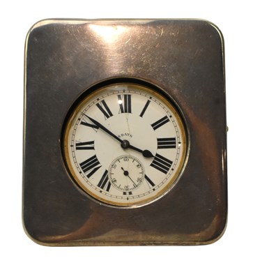 Lot 72 - 19TH CENTURY 8 DAY TRAVEL CLOCK IN A SILVER CLOCK CASE