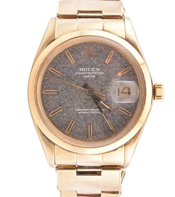 Lot 40 - 14CT GOLD ROLEX OYSTER PERPETUAL DATE 1500 WRISTWATCH