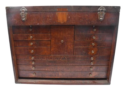 Lot 353 - EARLY 20TH CENTURY AMERICAN OAK CASED ENGINEER'S TOOL CHEST