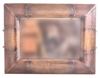 Lot 327 - LARGE MODERN DESIGNER LEATHER-FRAMED MIRROR
