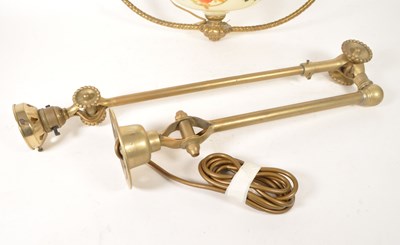 Lot 336 - 19TH CENTURY VICTORIAN HANGING OIL LAMP WITH BRASS FRAME
