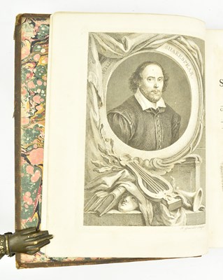 Lot 10 - SHAKESPEARE, WILLIAM. 1744 THE WORKS OF SHAKESPEAR FIRST HANMER EDITION IN SIX VOLS