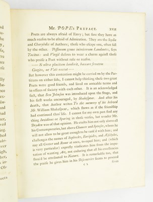Lot 10 - SHAKESPEARE, WILLIAM. 1744 THE WORKS OF SHAKESPEAR FIRST HANMER EDITION IN SIX VOLS