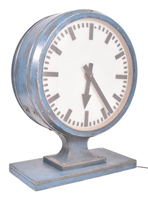 Lot 25 - LARGE RETRO 20TH CENTURY METAL DOUBLE-SIDED STATION WALL CLOCK