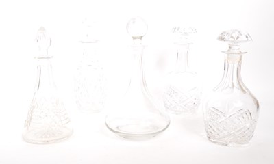 Lot 167 - FIVE 20TH CENTURY GLASS DECANTERS