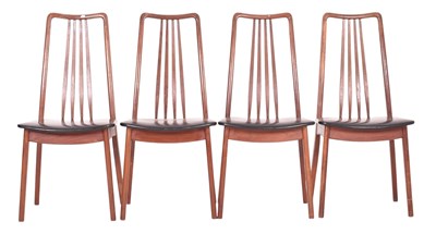 Lot 114 - ANDERS F JENSEN, DENMARK - FOUR TEAK & LEATHERETTE DINING CHAIRS
