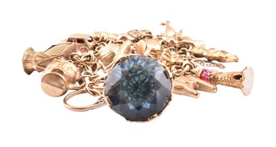 Lot 65 - HALLMARKED 9CT GOLD CHARM BRACELET WITH HEART PADLOCK CLASP