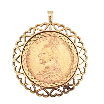 Lot 81 - VICTORIAN 1891 FULL SOVEREIGN COIN IN 9CT GOLD MOUNT