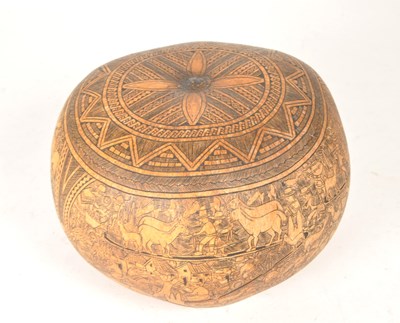 Lot 352 - 19TH CENTURY PERUVIAN FOLK ART CARVED GOURD