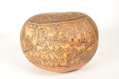 Lot 352 - 19TH CENTURY PERUVIAN FOLK ART CARVED GOURD