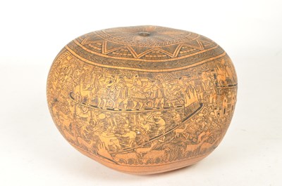 Lot 352 - 19TH CENTURY PERUVIAN FOLK ART CARVED GOURD