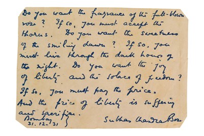 Lot 235 - INDIAN HISTORY - SUBHAS CHANDRA BOSE (D.1945) - ALS