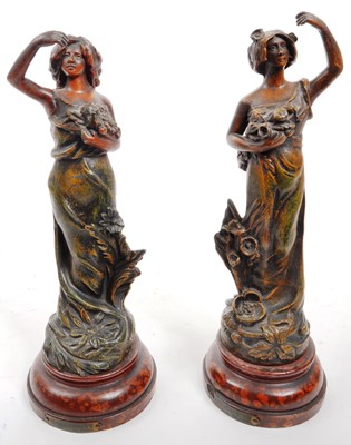 Lot 337 - PAIR AFTER CHARLES RUCHOT SPELTER NOUVEAU FIGURES