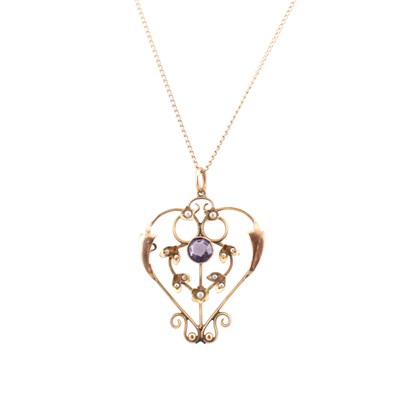 Lot 267 - ART DECO 9CT GOLD & PASTE PENDANT NECKLACE