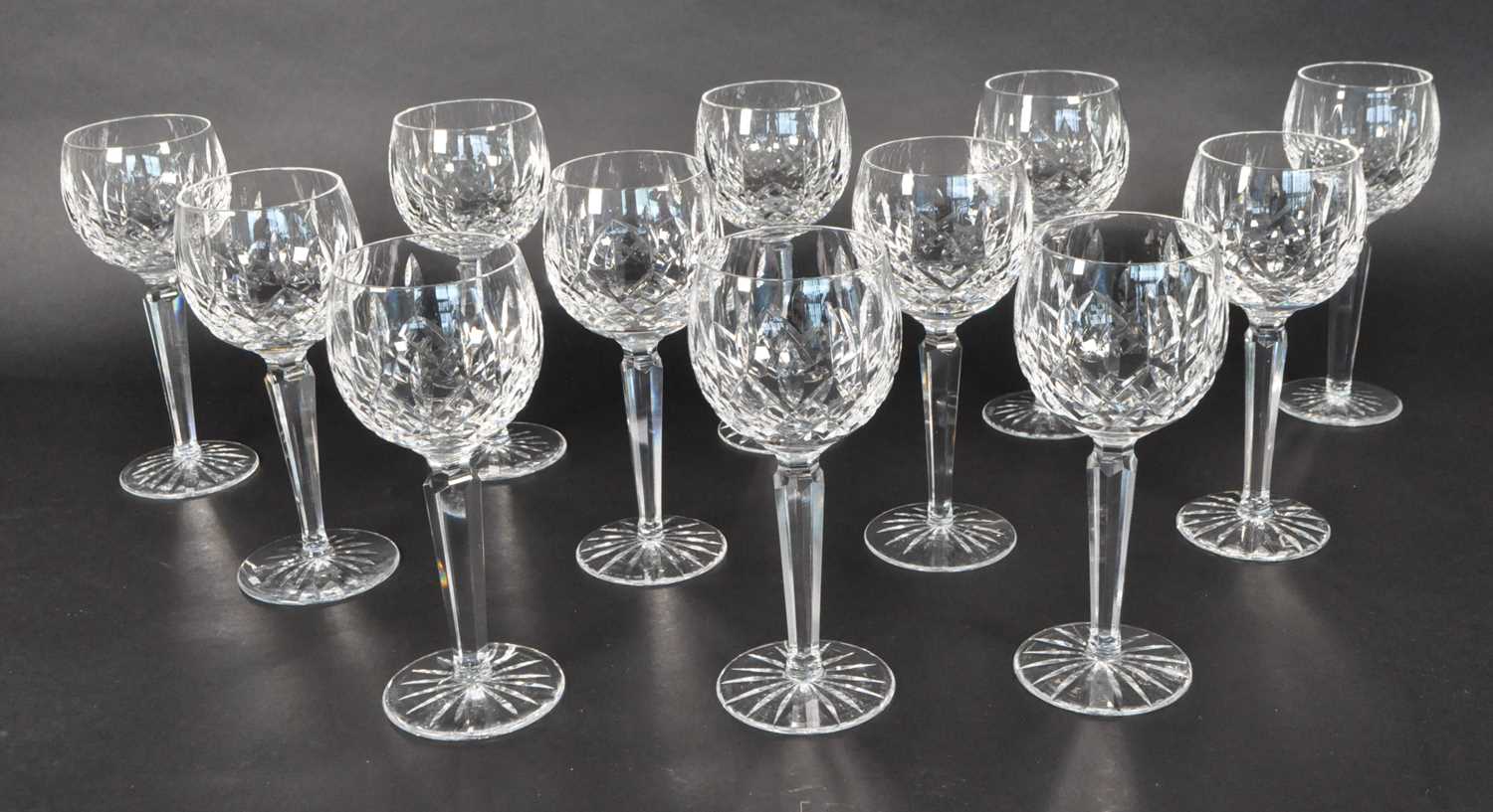 Lot 178 - WATERFORD, IRELAND - TWELVE HOCK DRINKING CRYSTAL GLASSES