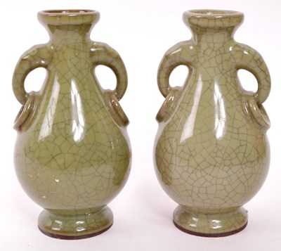 Lot 349 - TWO VINTAGE CHINESE CRACK GLAZE BALUSTER VASE