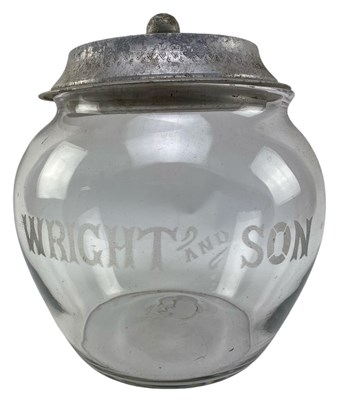 Lot 16 - WRIGHT & SON - ETCHED GLASS ADVERTISING JAR