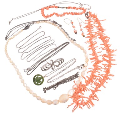 Lot 200 - COLLECTION OF SILVER CORAL & MOTHER OF PEARL JEWELLERY