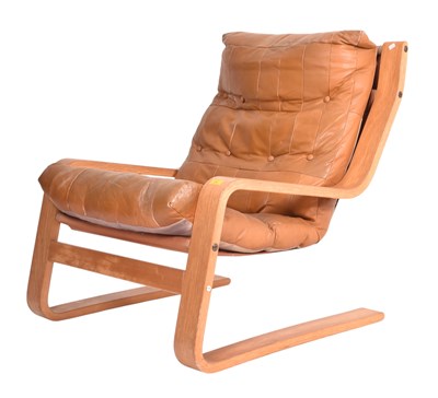 Lot 642 - 20TH CENTURY SCANDINAVIAN TAN LEATHER BENTWOOD ARMCHAIR