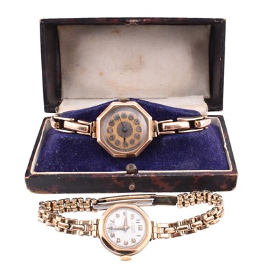 Lot 160 - TWO HALLMARKED 9CT GOLD WRISTWATCHES INCLUDING LANCO