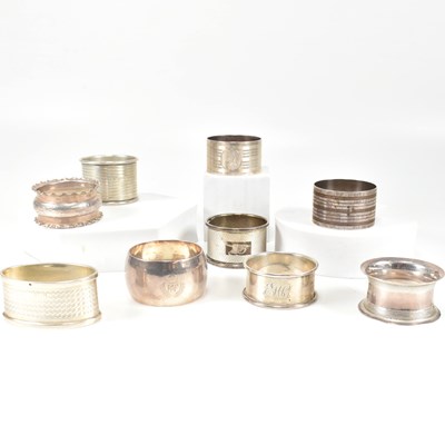 Lot 113 - COLLECTION OF 9 HALLMARKED SILVER NAPKIN RINGS