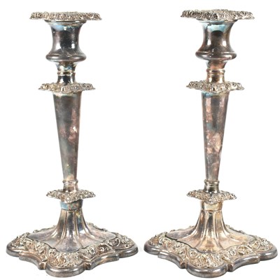 Lot 134 - VICTORIAN 19TH CENTURY OLD SHEFFIELD PLATE CANDLESTICKS