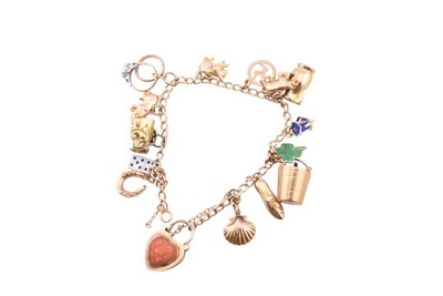 Lot 405 - 9CT GOLD CHARM BRACELET