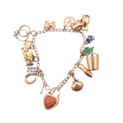Lot 405 - 9CT GOLD CHARM BRACELET