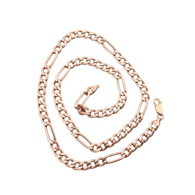 Lot 409 - HALLMARKED 9CT GOLD FIGARO LINK NECKLACE CHAIN