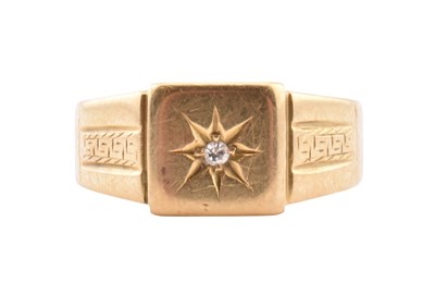 Lot 212 - HALLMARKED 18CT GOLD & DIAMOND SIGNET RING
