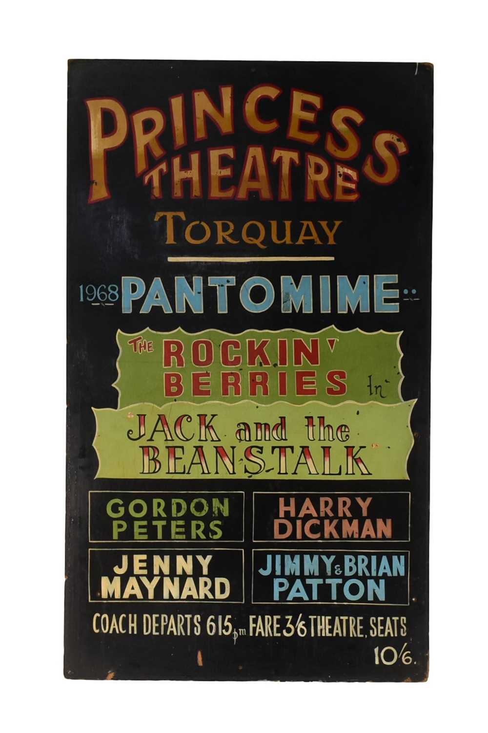 Lot 9 - PANTOMIME - 1968 PRINCESS THEATRE TORQUAY HAND PAINTED POSTER