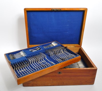 Lot 339 - 19TH CENTURY WALKER & HALL OAK CUTLERY CANTEEN