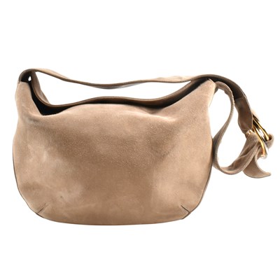Lot 500 - CARTIER TRINITY BEIGE SUEDE SHOULDER BAG