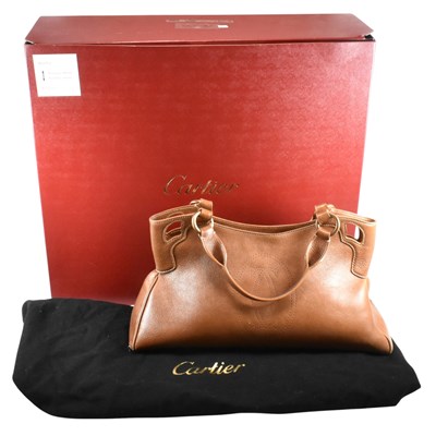 Lot 502 - CARTIER BROWN LEATHER MARCELLO DE CARTIER HANDBAG