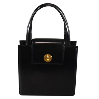Lot 504 - BULGARI BLACK LEATHER SQUARE HANDBAG
