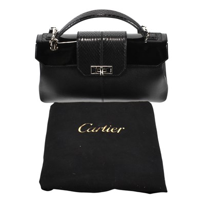Lot 512 - CARTIER HIGH SOCIETY BLACK LEATHER HANDBAG