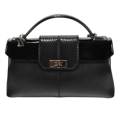Lot 512 - CARTIER HIGH SOCIETY BLACK LEATHER HANDBAG
