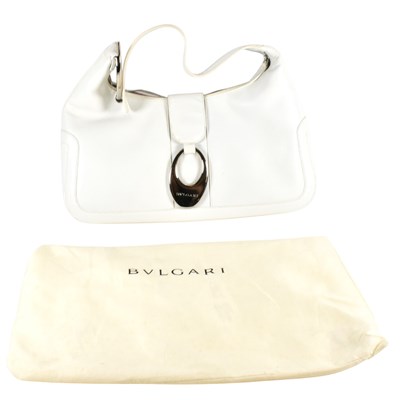 Lot 515 - BULGARI EMILY WHITE LEATHER SHOULDER BAG