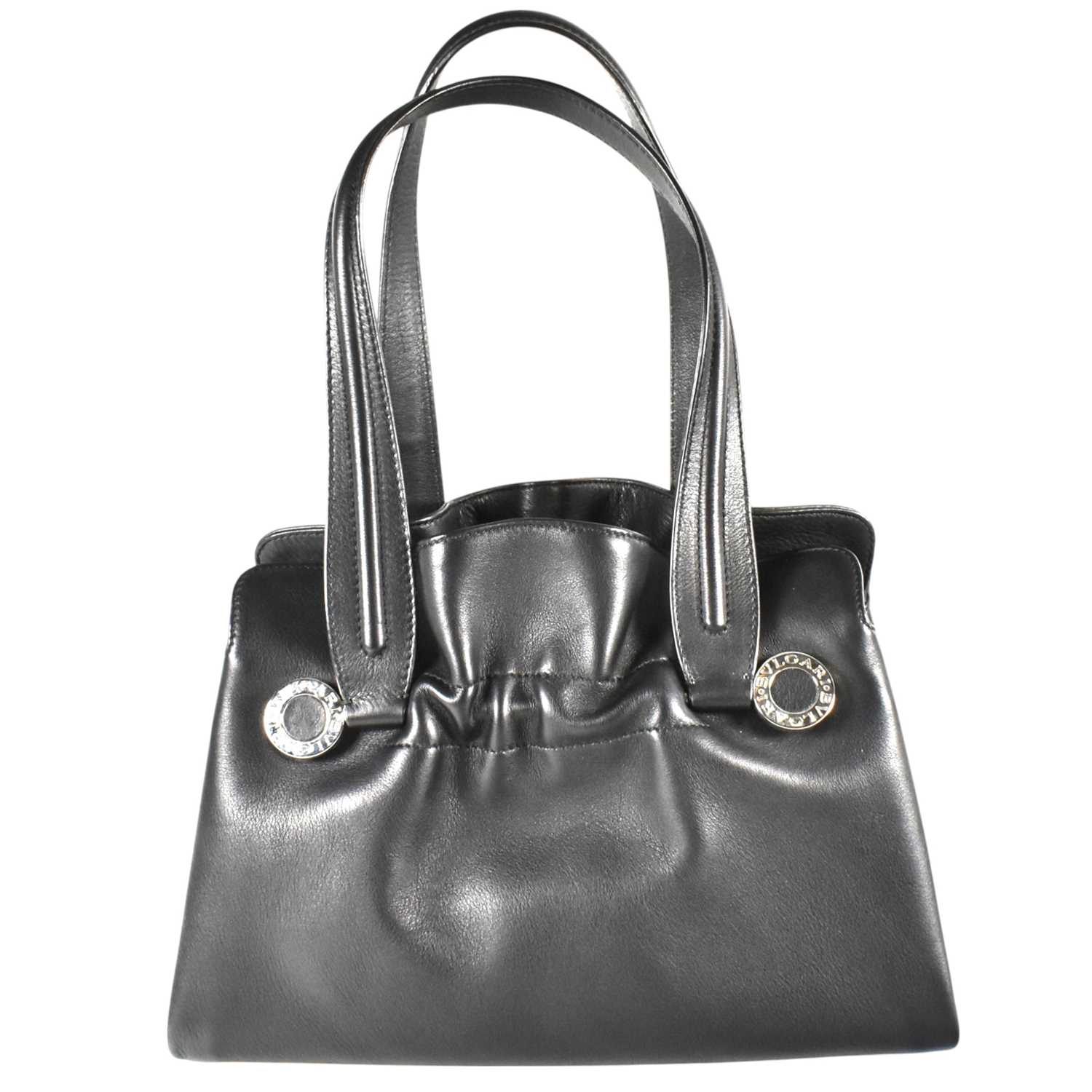 Lot 516 - BULGARI BLACK LEATHER TWIST HANDBAG