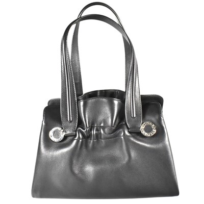 Lot 516 - BULGARI BLACK LEATHER TWIST HANDBAG