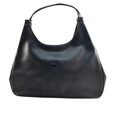 Lot 519 - LONGCHAMP NAVY LEATHER HANDBAG