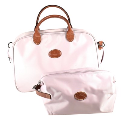Lot 520 - LONGCHAMP PINK LE PILAGE TRAVEL BAG & TOILETRY SET