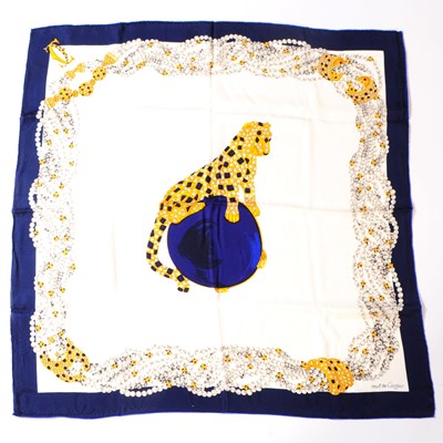 Lot 527 - MUST DE CARTIER PANTHERE SILK SCARF